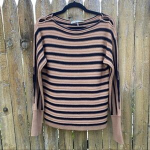 Trina Turk 100% Merino Wool Striped Boatneck Sweater Sz M